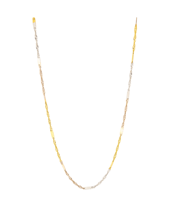 Cordão Feminino Filetado Tricolor Ouro 18K