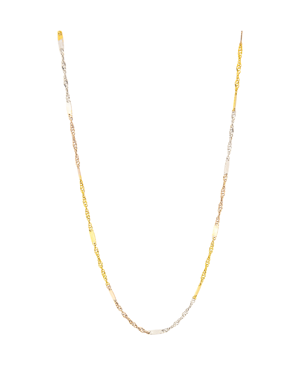Cordão Feminino Filetado Tricolor Ouro 18K