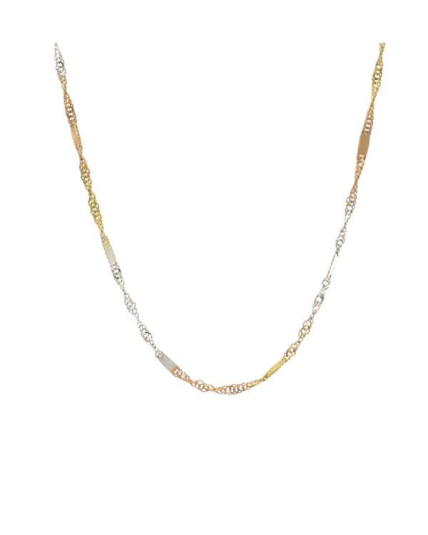 Cordão Feminino Filetado Tricolor Ouro 18K - Imagem 4