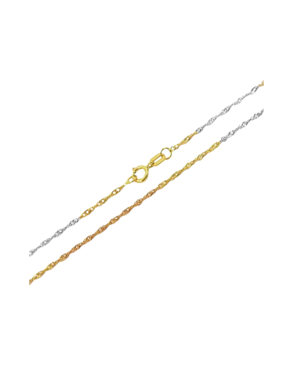 Cordão Feminino Filetado Tricolor Ouro 18K - Imagem 2