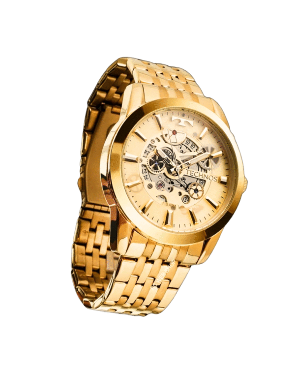 Relógio Masculino Technos Automático Dourado - Imagem 2