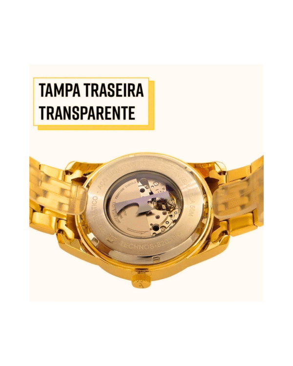 Relógio Masculino Technos Automático Dourado - Imagem 3