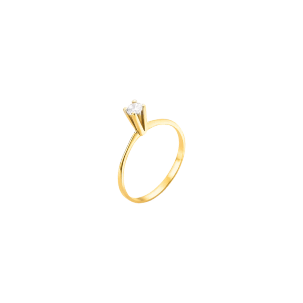 Anel Solitário Ouro Amarelo 18K