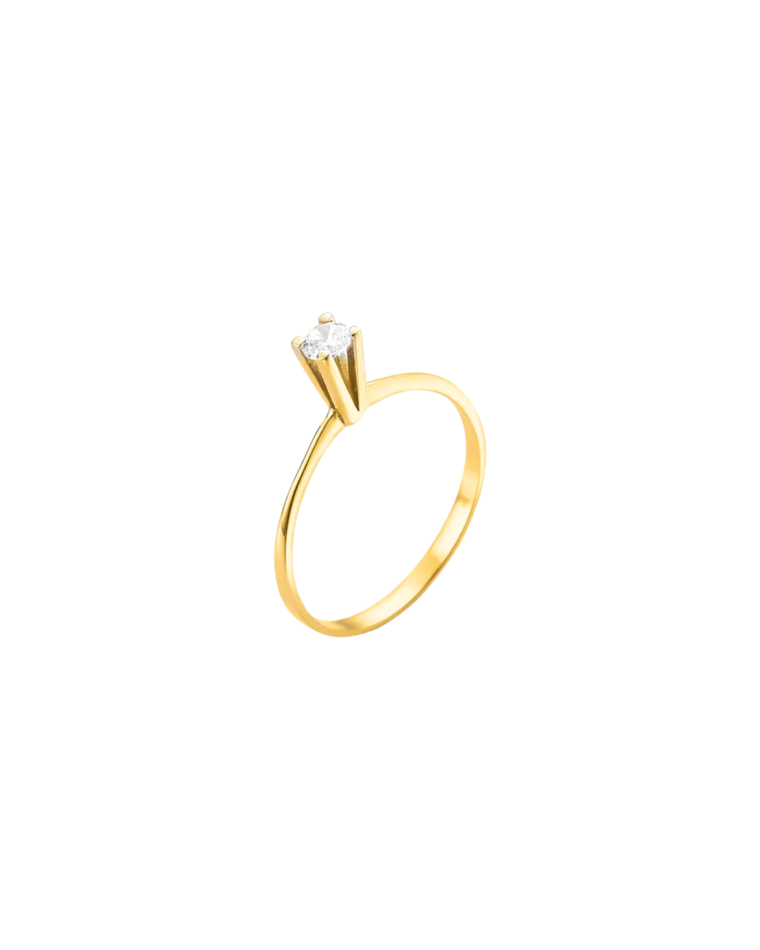 Anel Solitário Ouro Amarelo 18K