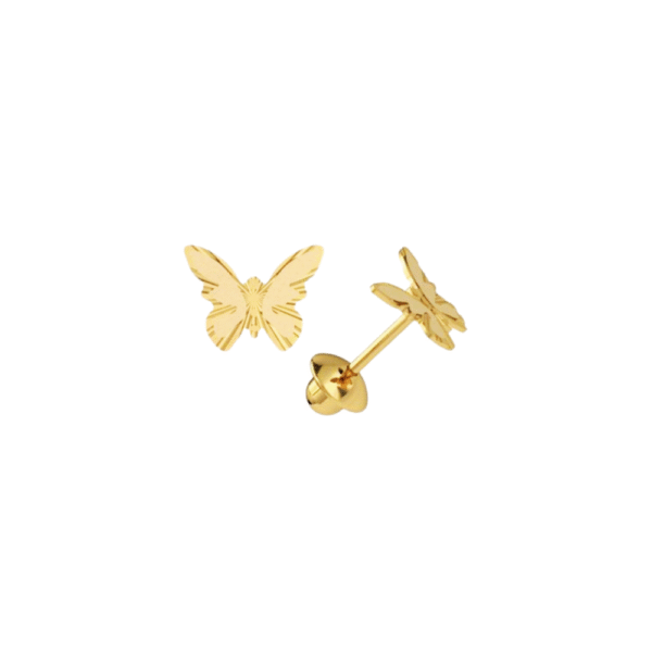 Brinco Baby Borboleta Ouro Amarelo 18K - Imagem 3