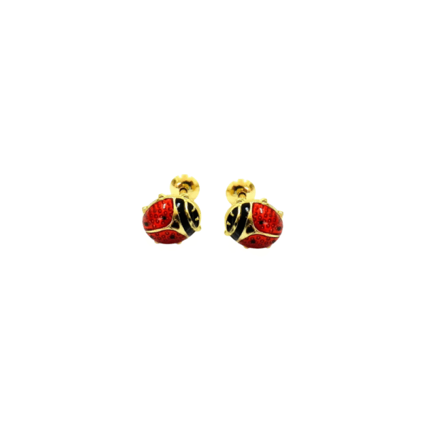 Brinco Baby Joaninha Ouro Amarelo 18K - Imagem 2