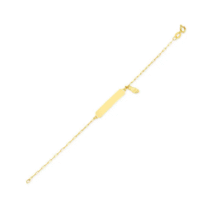 Pulseira Infantil Placa Retangular Ouro Amarelo 18K