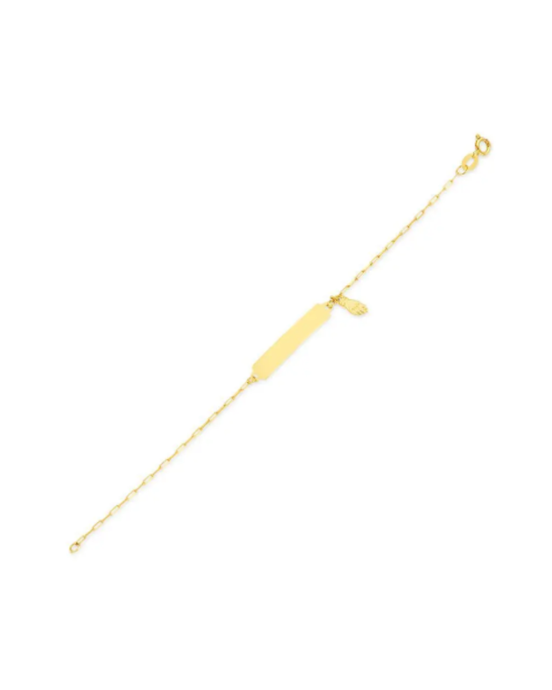 Pulseira Infantil Placa Retangular Ouro Amarelo 18K