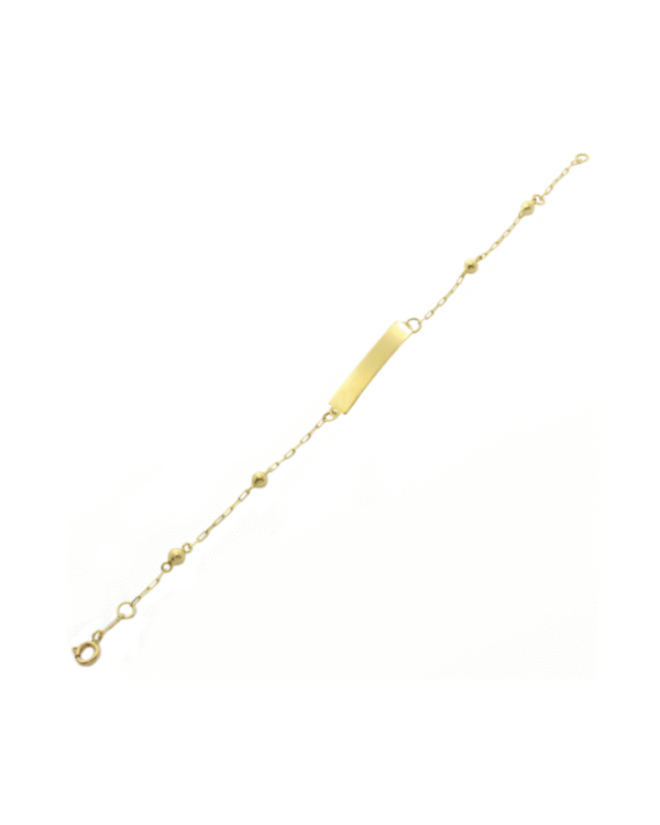 Pulseira Infantil Placa Retangular com Bolinhas Ouro Amarelo 18K - Imagem 2