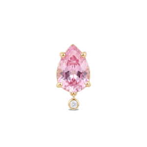 Brinco Gota com Detalhe Cravejado Rosa Claro e Dourado