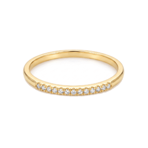 Anel Meia Aliança Fina com Detalhes Brilhantes Dourado