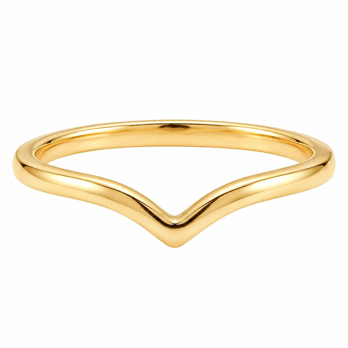 Anel V Dourado Liso