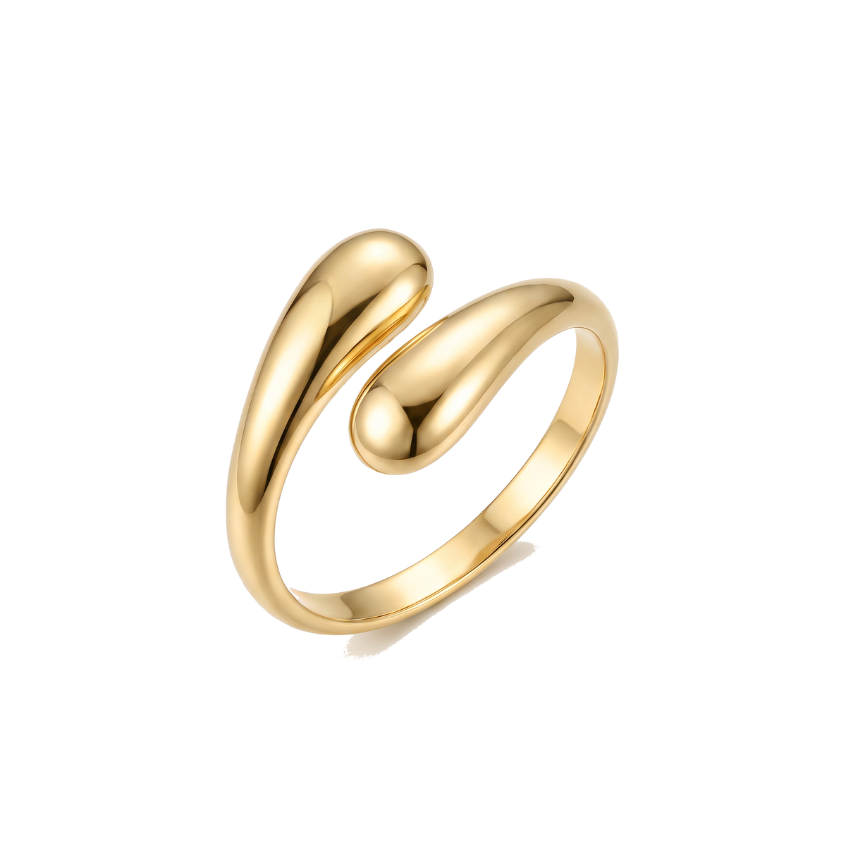 Anel Duplo Curvo Dourado Brilhante
