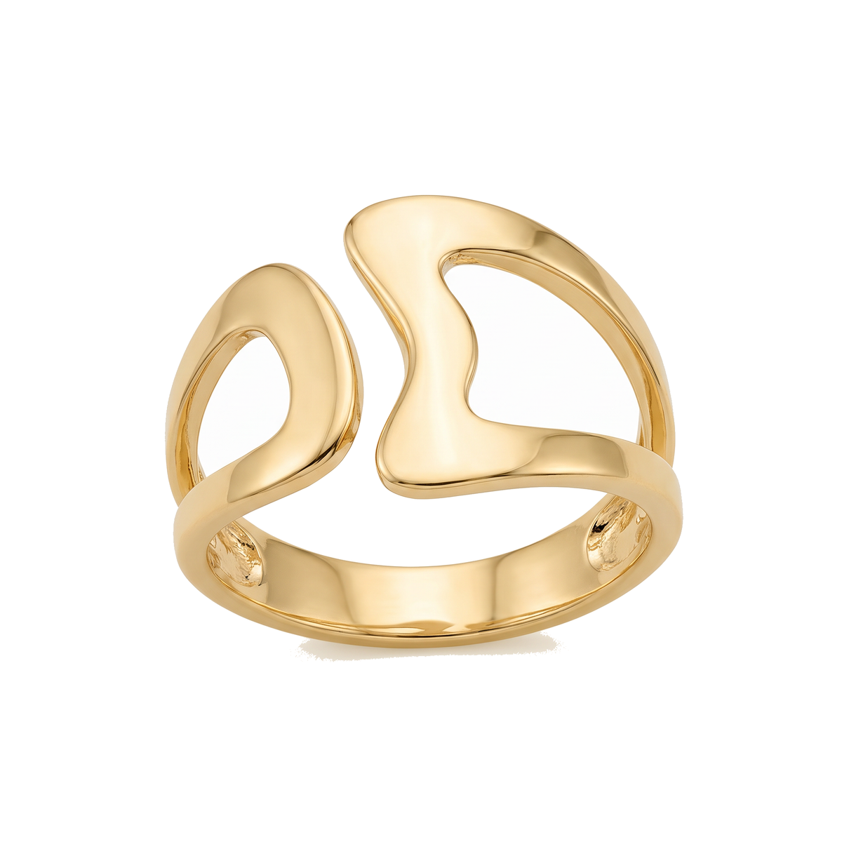 Anel Abstrato Curvo Dourado